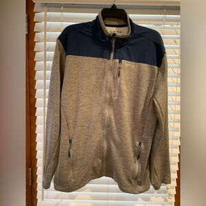 ORVIS Men's Bonded Mesh Fleece Full Zip Jacket Gray And Blue~ Large~Performance